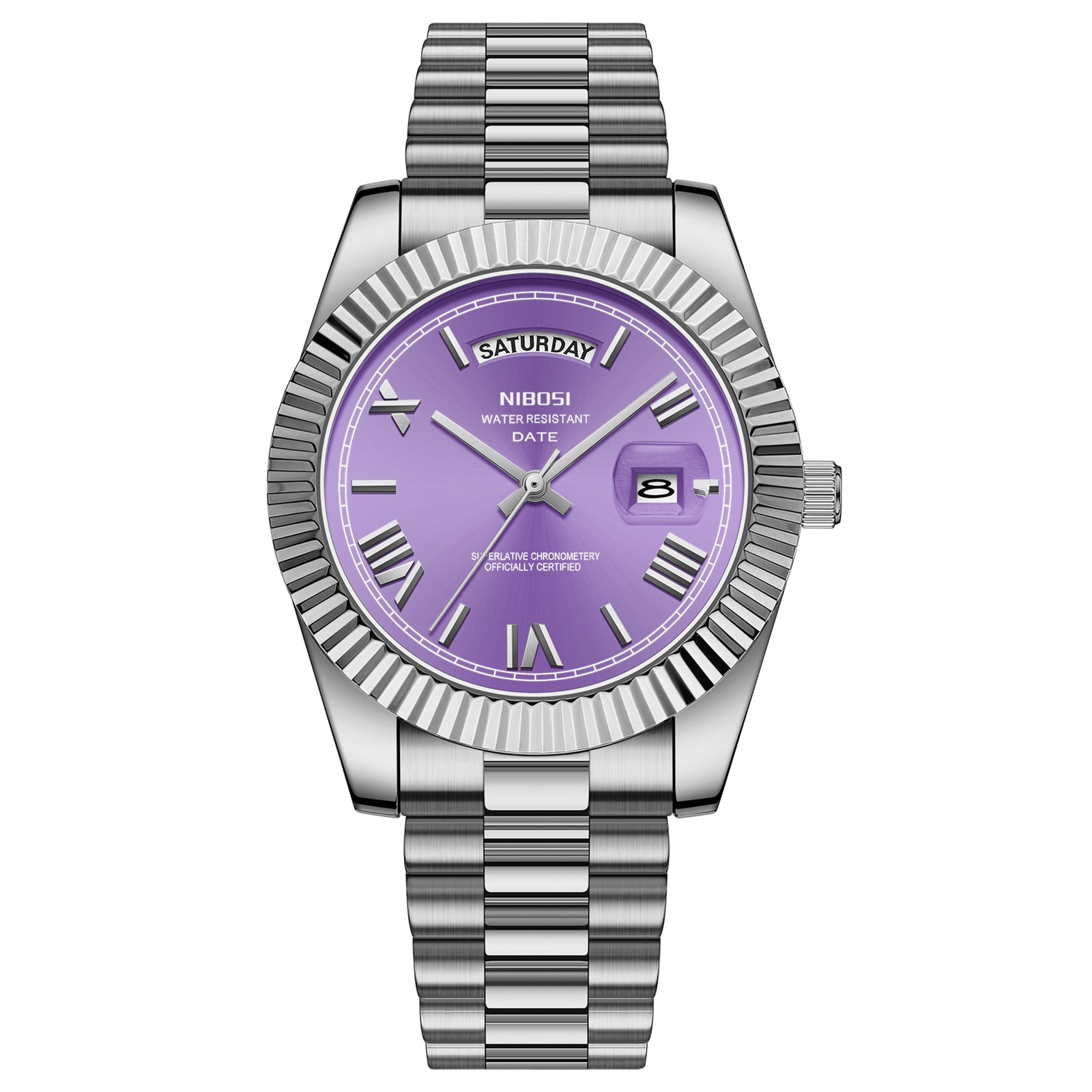NIBOSI Day-Date Luxusuhr Lavender Dream - Wasserdicht Chronometer