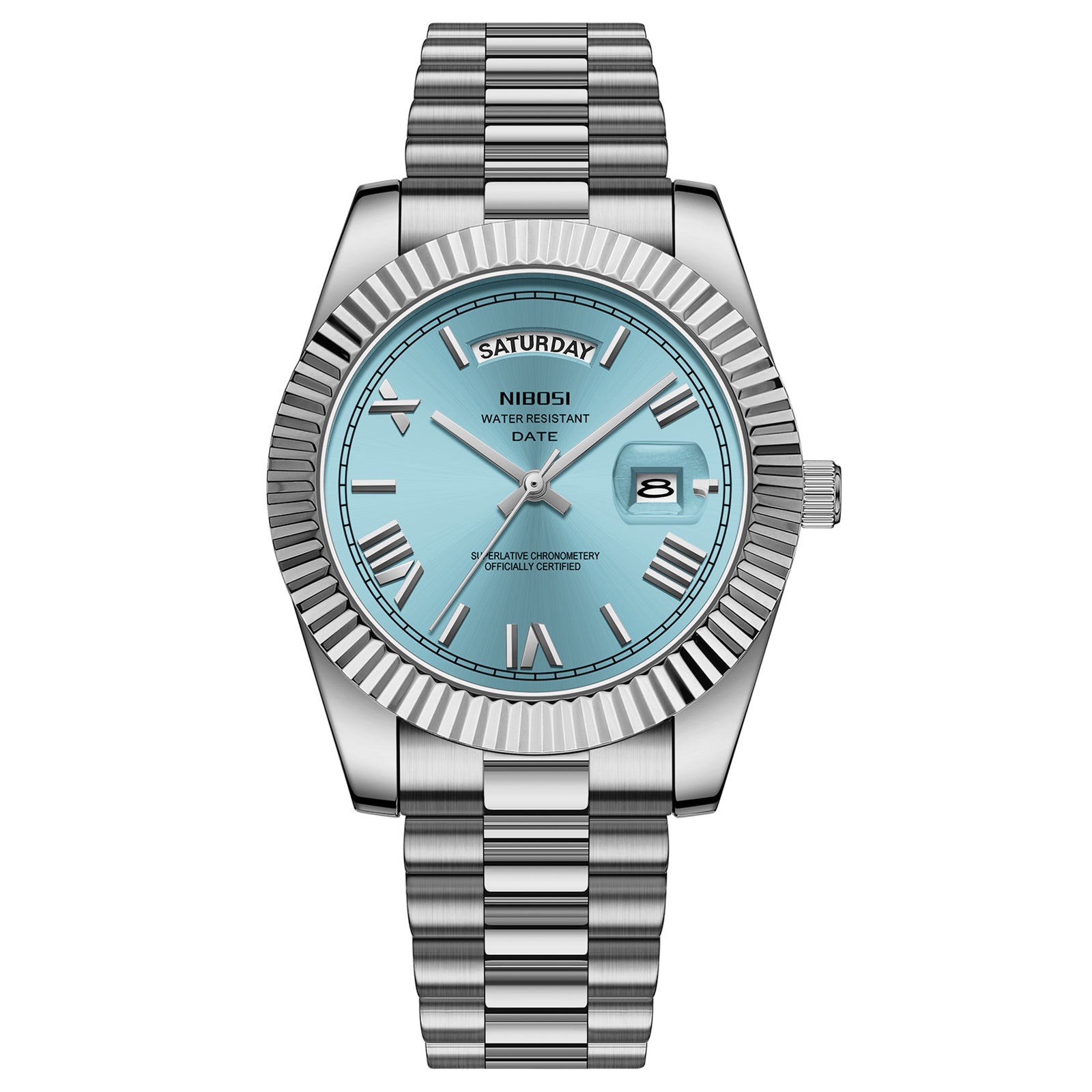 NIBOSI Day-Date Luxusuhr Tiffany Blue - Wasserdicht Chronometer
