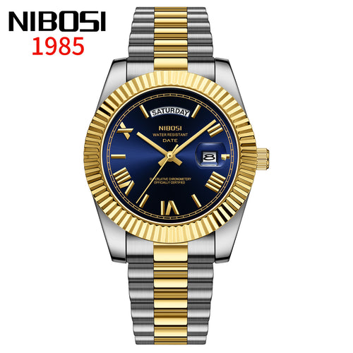 NIBOSI Day-Date Luxusuhr Royal Navy - Wasserdicht Chronometer