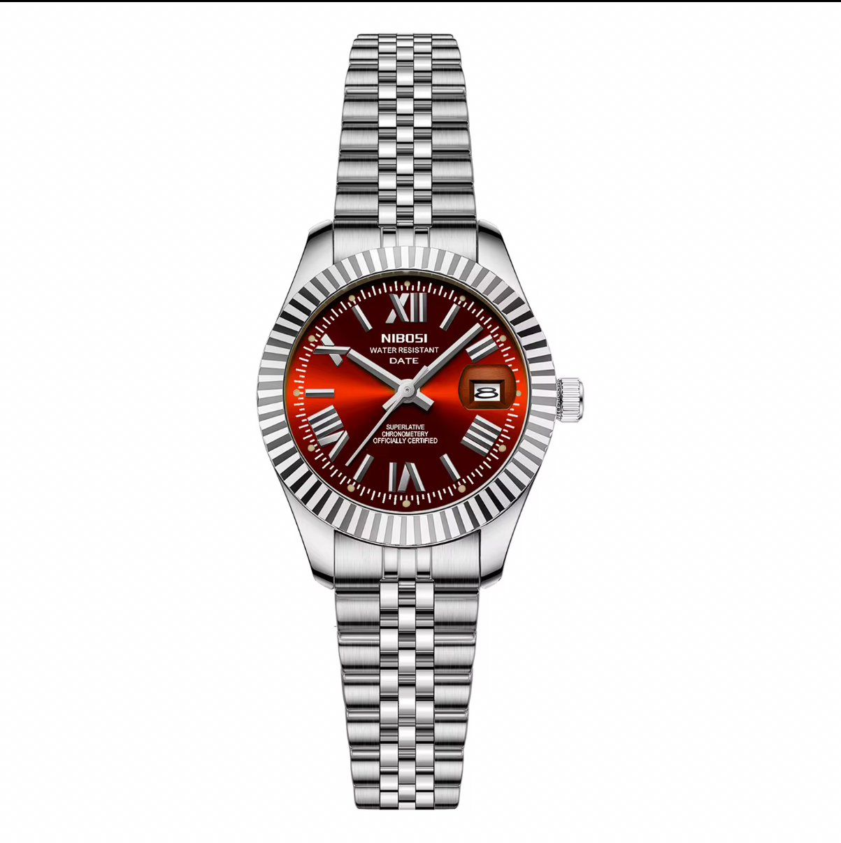 NIBOSI® Ladies Day-Date Burgundy Red