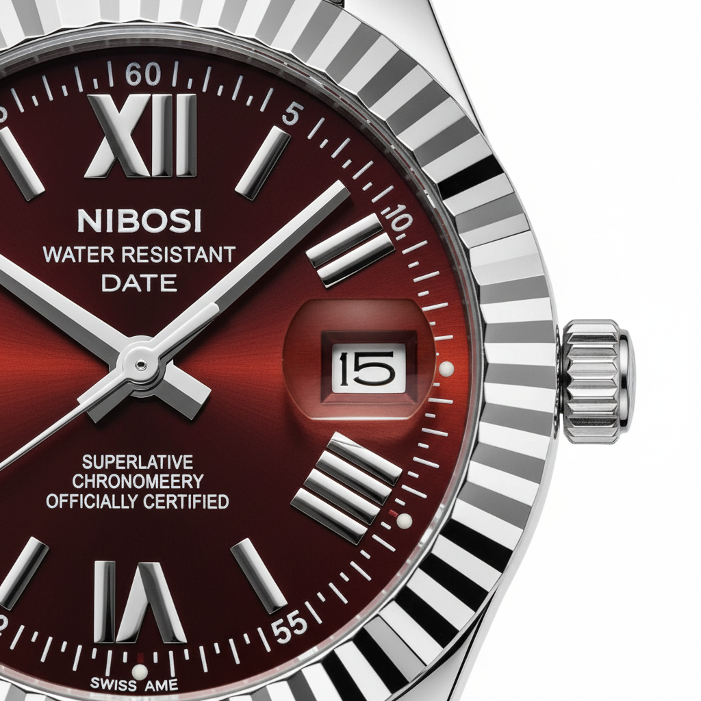 Burgundy Red Detail Silber
