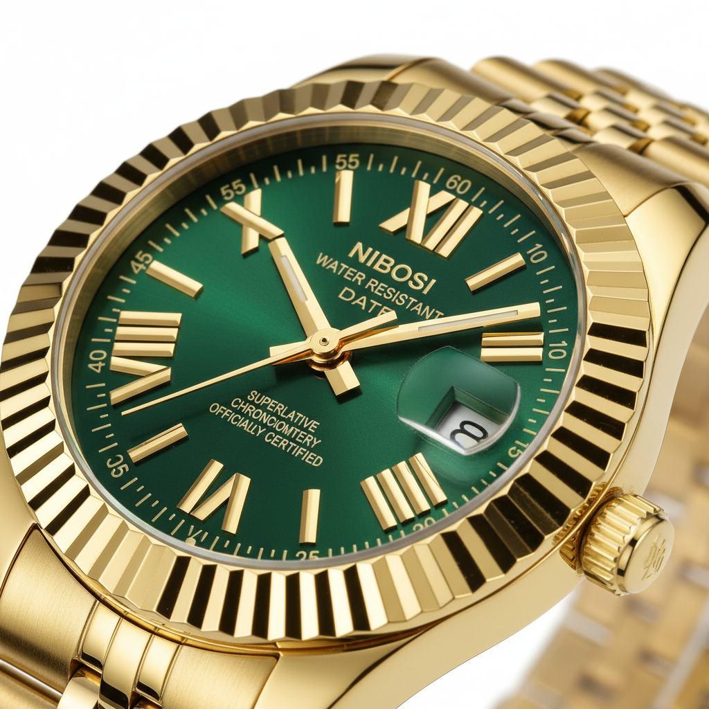 NIBOSI Ladies Royal Date Smaragdgrün