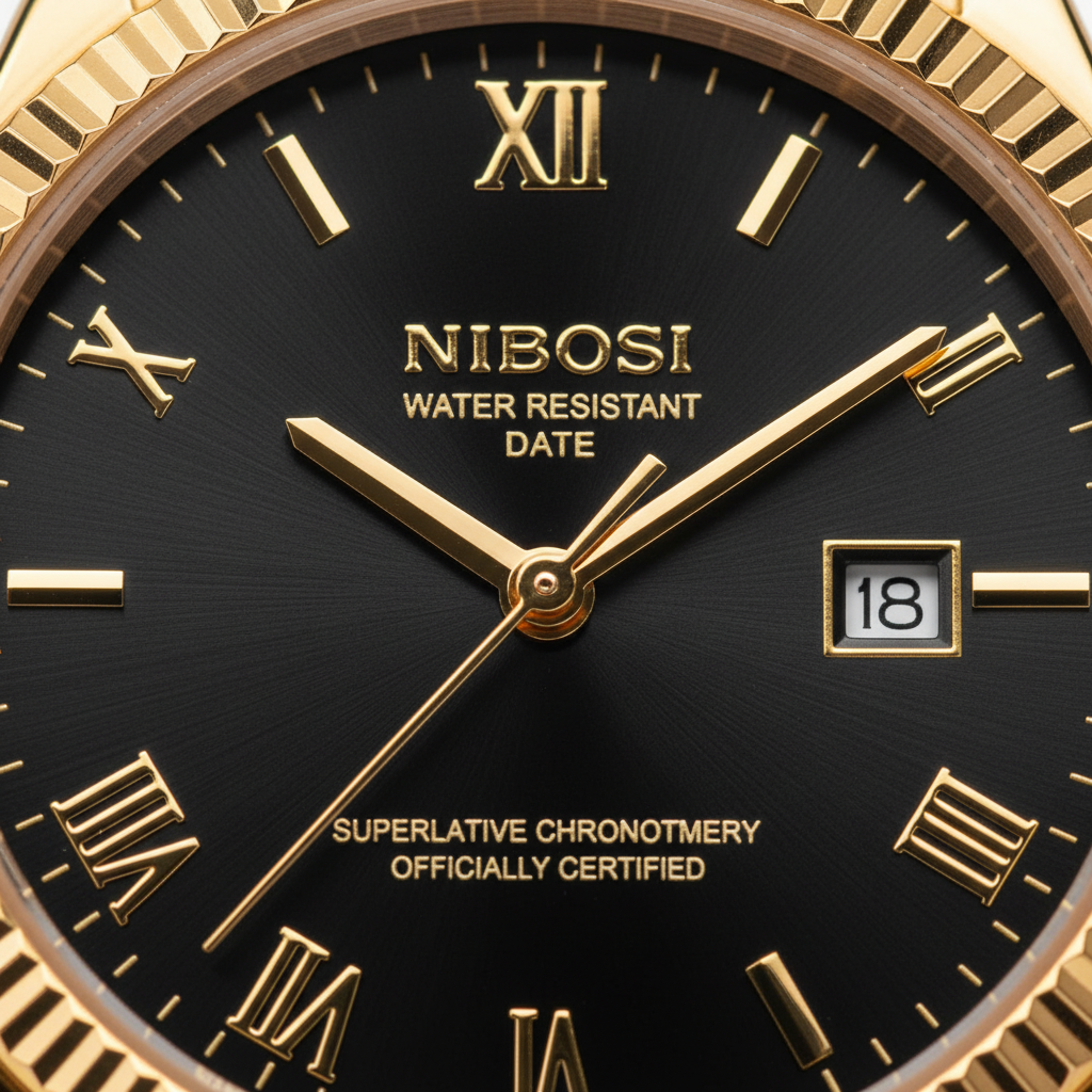NIBOSI Ladies Royal Date Midnight Black