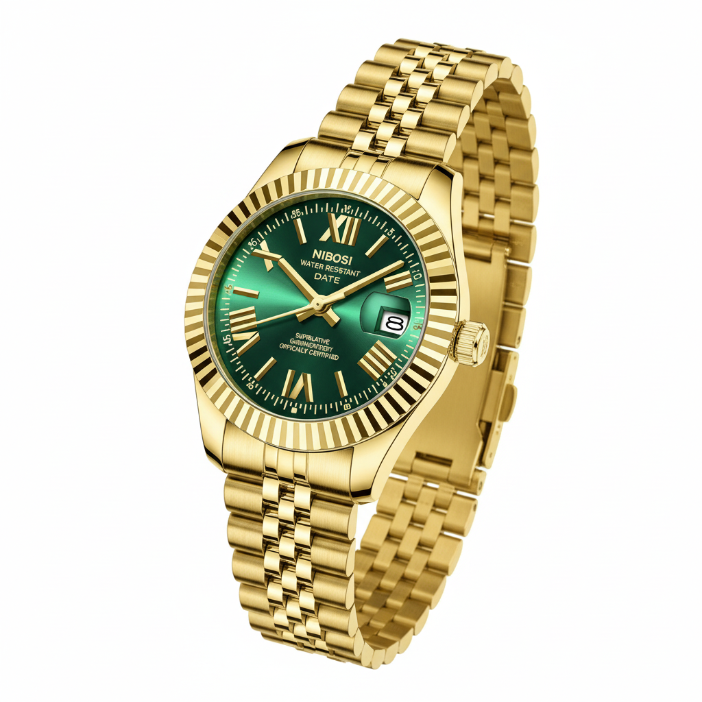 NIBOSI Ladies Royal Date Smaragdgrün