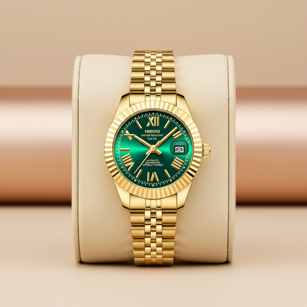 NIBOSI Ladies Royal Date Smaragdgrün